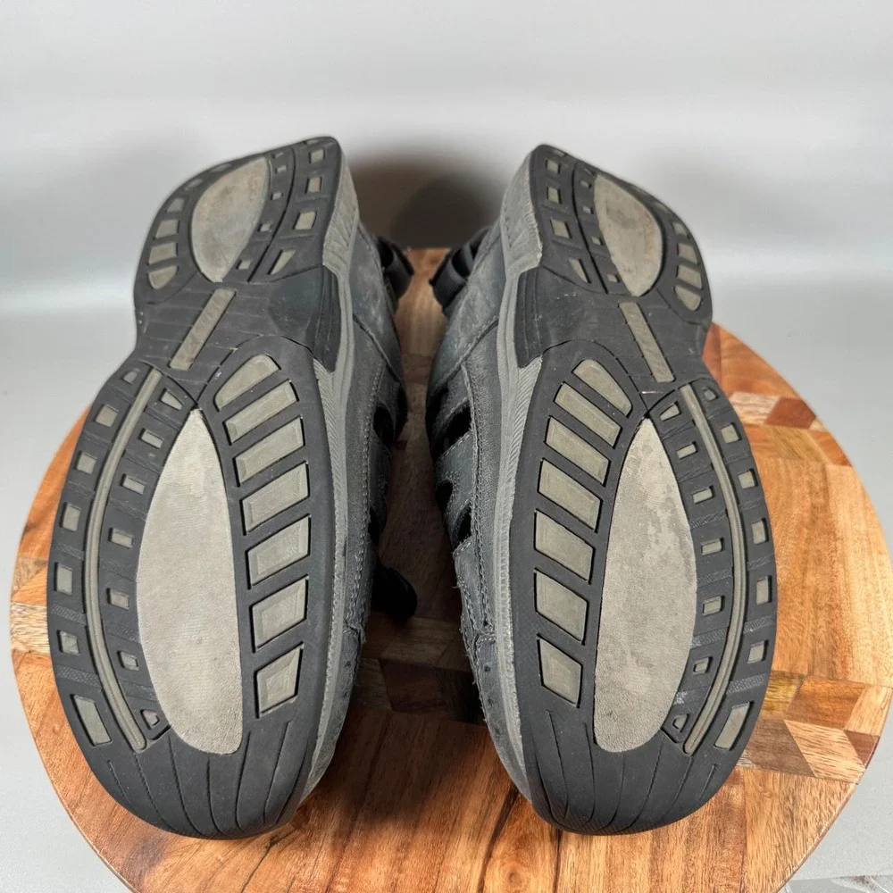 OrthoFeet 598 Clearwater‎ Mens 8 D Gray Leather Orthopedic Fisherman Sandals